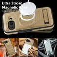 thumbnail image 7 of Magnetic for Google Pixel 9a PU Leather Case, Compatible with Magsafe, Built-in Invisible Stand, Premium Ultra Slim Adjustable Kickstand Protective Case for Google Pixel 9a, Desertgold, 7 of 7