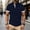 #118-Navy, variant on Men's Solid Color Color Block Button Short Sleeve Camp Collar Top Shirt Sky Blue XXL Gifts for Father