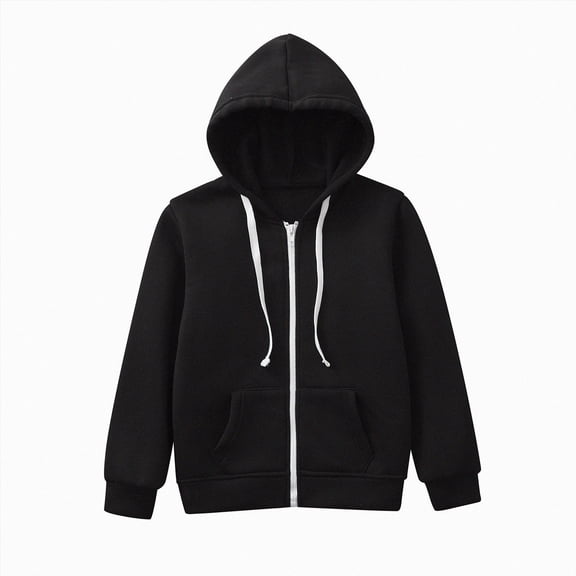 KPOPLK Boys Jacket- Soft Woven Zip Up Hooded Shirt Kids Long Sleeve Solid Sweatshirts for Boys Black Size 4-5 Years