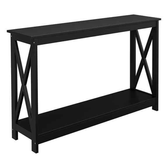 ZENSTYLE 47" Console Table X-Design Side Table with 2 Tier Storage Shelf for Home Black