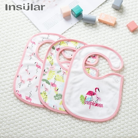 Absorbent Bib - 3 Pack Baby Bibs 100% Organic Cotton Drooling Teething Feeding Bib Soft Super Absorbent With Snap Button For 0-36 Months Girls Boy Newborns Infant Toddlers Moon & Star