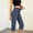 Navy, variant on Jesvior Women'S Pull On Denim Cropped Pants Elastic High Waisted Straight Leg Jeans with Pockets Casual Stretch Cotton Blend Trousers for Daily Wear