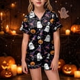 thumbnail image 2 of OJSFQUFP Girls Shorts Set Toddler Short Sleeve Print Shirts Tops Pants Outfits Button, 2 of 6