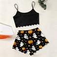 thumbnail image 4 of SJLDQY Halloween Womens Pajamas Sets 2 Piece Cami Top and High Waist Shorts Pj Sets for Womens Hallowmas Funny Skeleton Pumpkin Graphic Comfy Sleepwear, 4 of 4