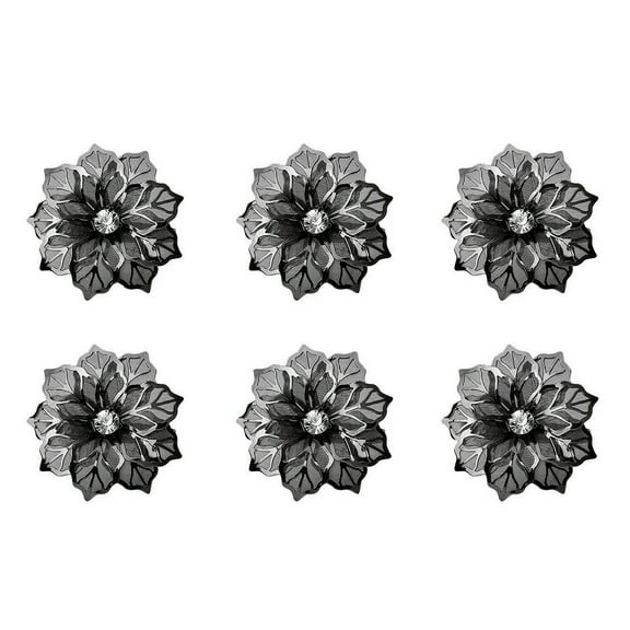 Trayknick Hollow Flower Napkin Holder 6pcs/set Hollow Flower Napkin Ring Stainless Steel Dinner Napkin Holder Wedding Party Supplies