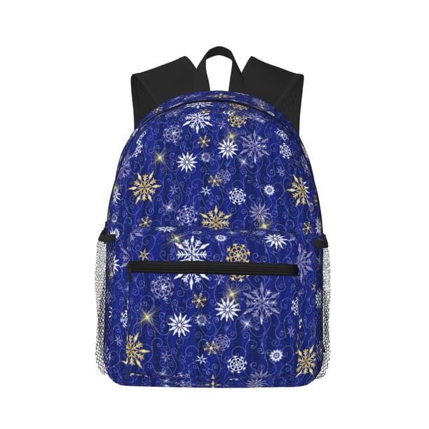 Easygdp Golden Snowflakes Royal Blue Mochila Casual para Portátil, Mochila para Escuela, Viajes, Negocios