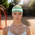 thumbnail image 2 of Unique Bargains 3Pcs Headband with Wristband Sweat Headband Light Green White, 2 of 6