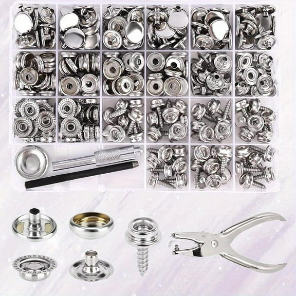 354 Pcs Stainless Steel Marine Canvas Snaps with Screws, Boat Cover Button Fasteners, Suitable for Sailboat Accessories, DIY Crafts