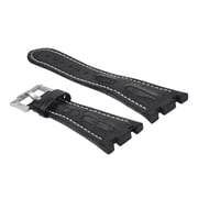 28mm Leather Watch Strap Band For Ap 42mm Audemars Piguet Roo Black White Top Qy
