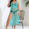 thumbnail image 6 of Aloohaidyvio Plus Size Crochet Cover Up for Women Sleeveless Beachwear Swimwear Fringe Trim Crochet Kimono Cover Up, 6 of 6