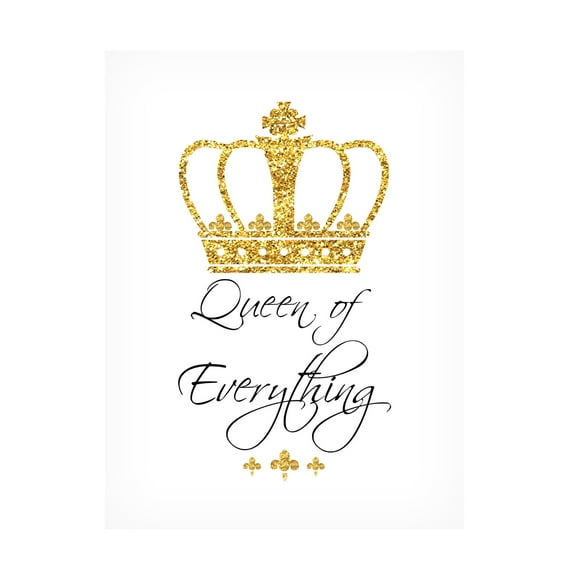 Canvas Wall Art - Jean Plout 'Queen Typography A' Wall Art for Living Room, Bedroom, or Office Décor by Trademark Fine Art - 14 x 19 Inches