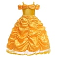 thumbnail image 3 of Little Girls Princess Yellow Party Costume Off Shoulder Dress, 3 of 6