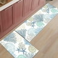 thumbnail image 3 of Blue Coral Coastal Kitchen Rugs Set 2 Pieces, Nautical Summer Beach Starfish Soft Non-Slip Rubber Backing Floor Mats Doormat Bathroom Ocean Runner Area Rug Carpet, 15.7x23.6in + 15.7x47.2in, 3 of 6