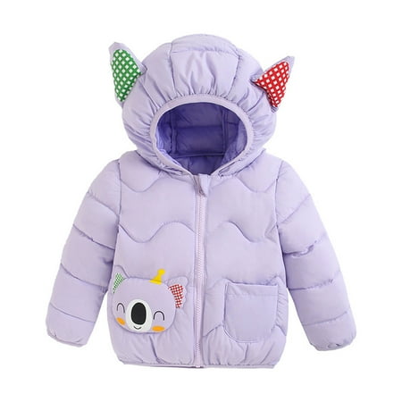 

Yubatuo Chlidren Boys Girl Winter Coats Jacket Kids ZipThick Ears Snow Hoodie Clothes Purple 110