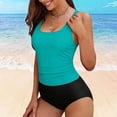 thumbnail image 5 of Women's Sleeveless Swim Tank Top Only - Adjustable Straps Soft Bathing Suit Top, Solid Two Piece Swimsuit Top(Blue,L), 5 of 7