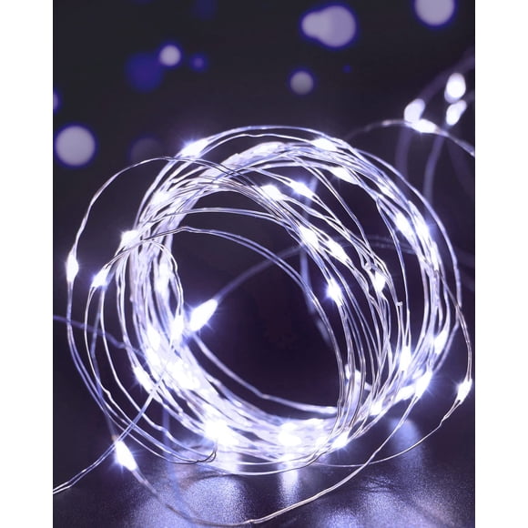 Set of 2 USB Powered String Lights, 5m/16.4ft, 50 Micro LED Copper Wire String Lights for Indoor Use, for Christmas, Bedroom, Wedding, Birthday Party, New Year, etc.