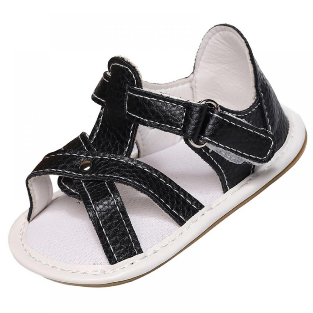 Infant Baby Girl Boy Sandals Summer Shoes,Outdoor First Walker Toddler Girls Shoes Beach Shoes,Toddler PU Cross Strap Anit-slip Soft Sole Flats Prewalker Crib Shoes for Baby Girls Boy 0-24Month - image 5 of 7