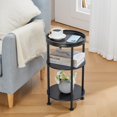 thumbnail image 3 of Side Table, Small Round Side Table for Small Spaces, 3-Tier Round Accent Table Slim Side Table, Modern Small End Table Corner Table Sofa Side Table for Living Room Small Nightstand Bedroom (Black), 3 of 16