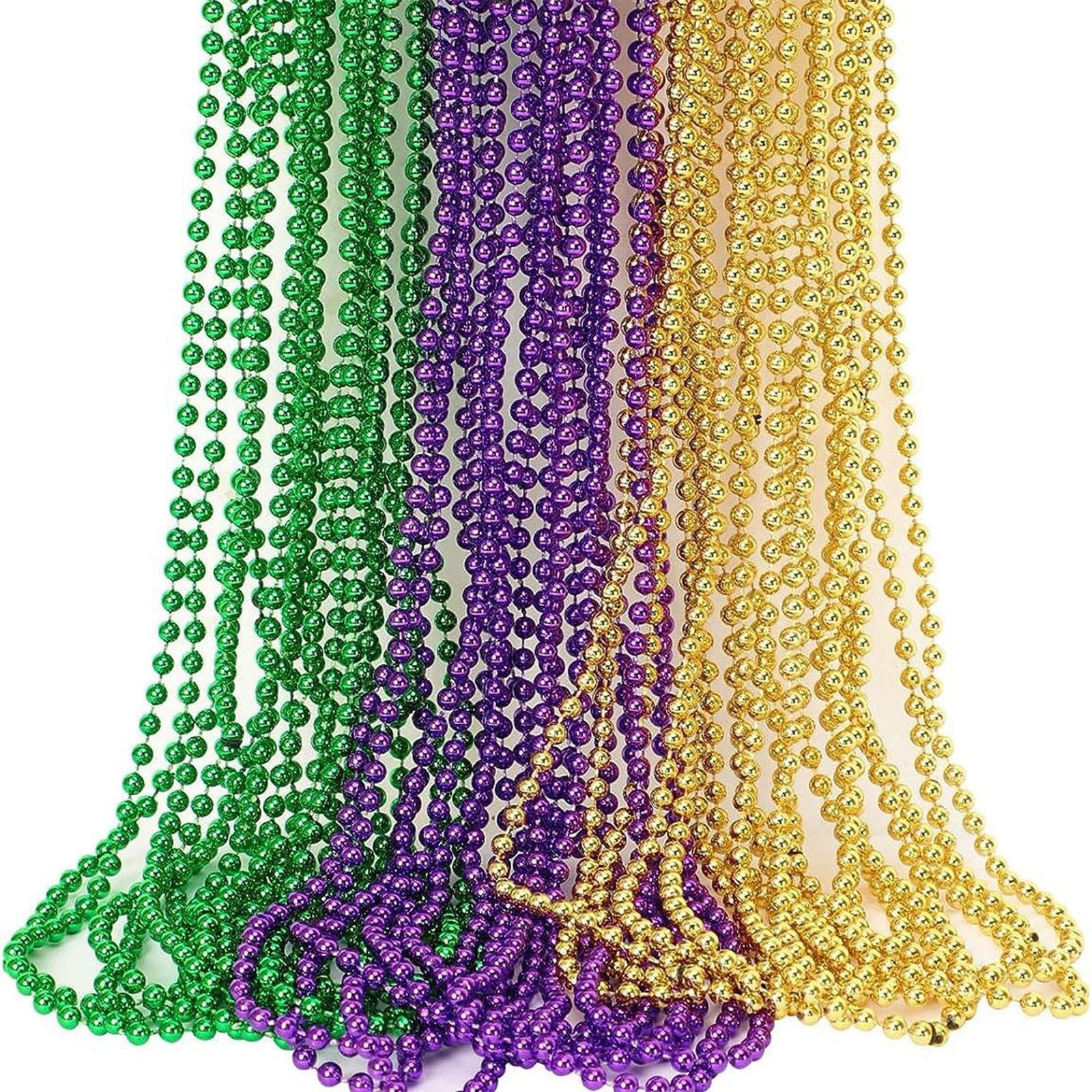 Pack De 12 Collares De Cuentas De Mardi Gras – Accesorios De Plástico Brillantes Para Disfraces Y Fiestas, Ideales Como Recuerdos Y Decoración
