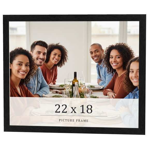 22x18 Frame Black Charcoal Grey Wood Textured Picture Frame | 0.75 Inch Moulding Width | Gunmetal