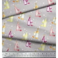 thumbnail image 2 of Soimoi Gray Poly Georgette Fabric Bottle & Wine Glass Bar Print Fabric by the Yard 52 Inch Wide, 2 of 3