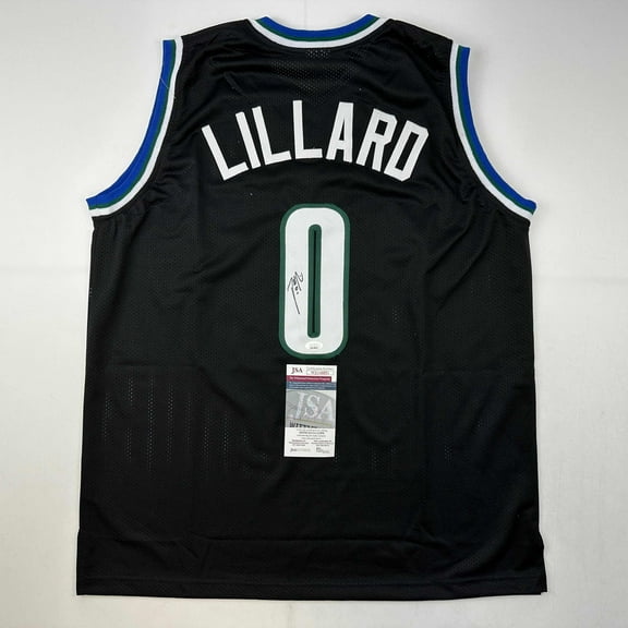 Autographed/Signed Damian Lillard Milwaukee Black Basketball Jersey JSA COA