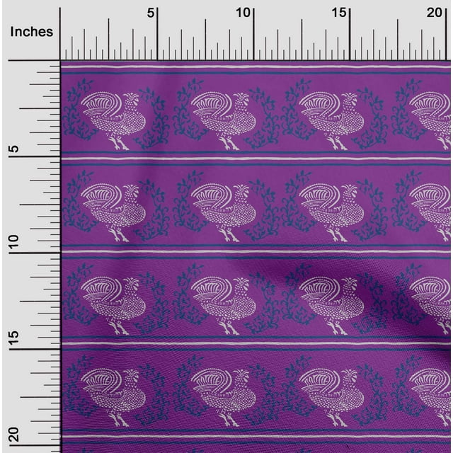 oneOone Cotton Poplin Fabric Stripe|Leaves & Hen Block Print Fabric By The Yard 42 Inch Wide