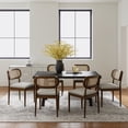 thumbnail image 2 of Farmhouse Dining Chairs Set of 6 Rattan Side Chairs Wood Legs Removable Cushion Home Kitchen Restaurant, 2 of 8
