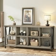 thumbnail image 5 of Grey Storage Bookshelves - 8 Cube Storage Organizer Bookshelf – Long Low Storage Shelf, Horizontal Bookcase, TV Stand – for Living Room, Entryway, Office, 5 of 12