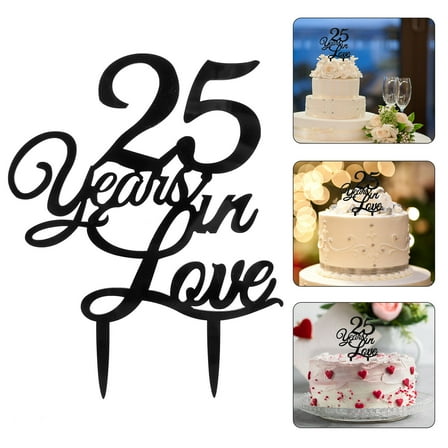 Masteelf 25 Years Classy Birthday Cake Topper Anniversary Cake Topper for Wedding Engagement Party