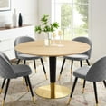 thumbnail image 2 of Dining Table, Round, Wood, Metal Steel, Gold Brown Natural, Modern Contemporary Urban Design, Kitchen Room Cafe Bistro Restaurant Hospitality, 2 of 5