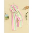 thumbnail image 2 of Bagilaanoe Toddler Baby Girl Jumpsuit Sleeveless Print Romper Overalls 1T 2T 3T 4T 5T 6T Kids Pants with Belt Summer Clothes, 2 of 8