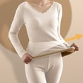 thumbnail image 4 of Conjunto de ropa interior térmica para mujer con forro polar y cuello en V ultra suave, 4 of 8