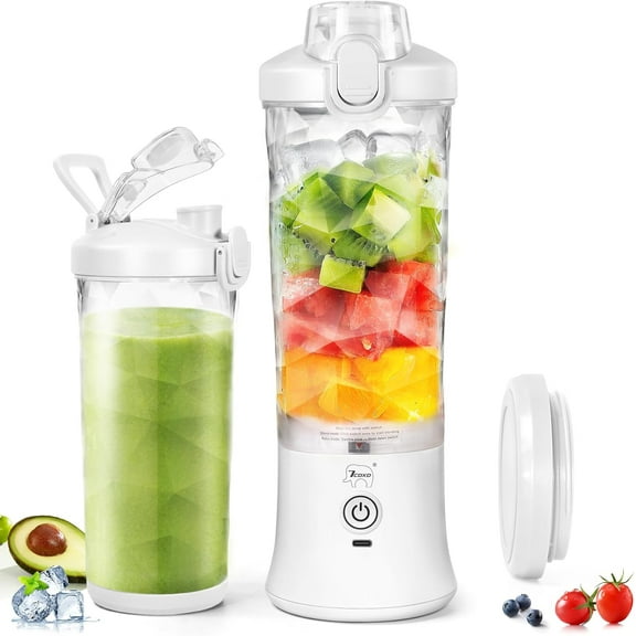 Portable Blender, Personal Blender for Shakes and Smoothies 20 Oz Blender Bottles with 6 Sharp Blades Hand-held Blender for Kitchen Gym Travel Office