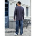 thumbnail image 4 of U2SKIIN Mens Pajama Set Long Sleeve, Pajamas Made from Bamboo Pulp Viscose and Cotton Lightweight PJS for Men（Dark Grey+Dark Blue Plaid，2XL）, 4 of 5