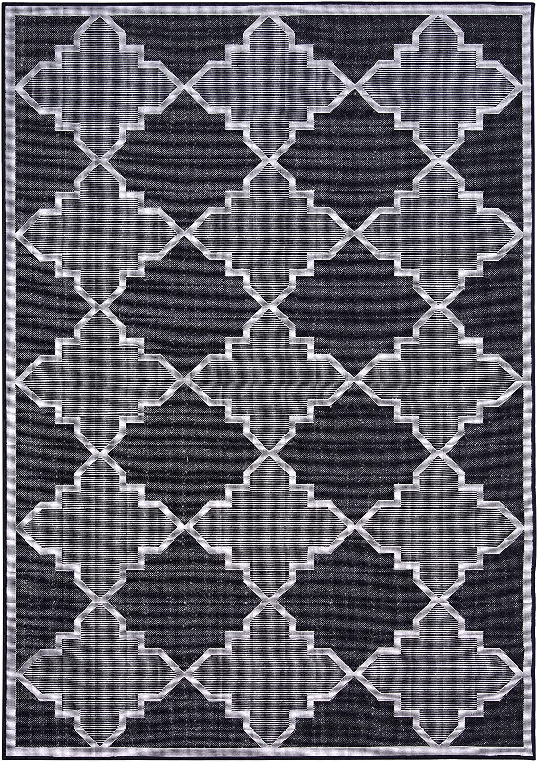 Trellis Diamond Rug 2 ft. x 3 ft., Black, Indoor/Outdoor Contemporary
