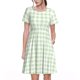 thumbnail image 1 of Balery Pistachio Green Checkboard Vestidos sueltos de manga corta para mujer, vestidos de verano 2025, vestidos casuales de corte A con vuelo., 1 of 6