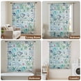 thumbnail image 5 of Teal Blue Coastal Semi Sheer Curtains Drapes for Living Room, Bedroom, French Doors Window 63 Inches Long, Nautical Starfish Shells Ocean Sea Rod Pocket Chiffon Curtain Drapery Voile Draperies Panel, 5 of 8