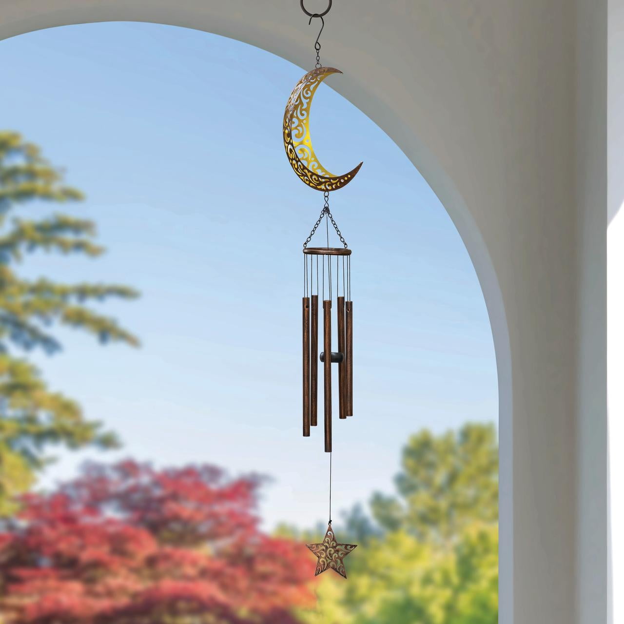 Mainstays Weather-Resistant Metal Crescent Moon Outdoor Wind Chime