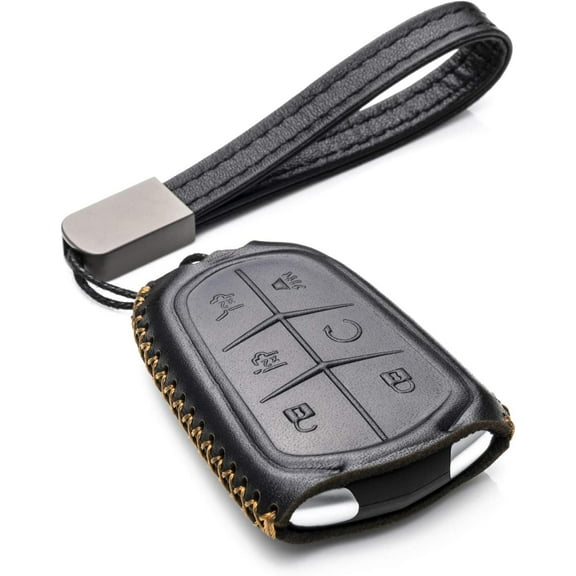 Vitodeco Genuine Leather Smart Key Fob Case - Compatible with Cadillac XT4, XT5, XT6 (2019-2026) - 6-Button, Black