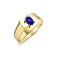 thumbnail image 2 of RYLOS Men's Rings 14K Yellow Gold Ring Classic Solitaire 7X5MM Oval Shape Gemstone Designer Band Lapis September Birthstone Rings For Men Size 10, 2 of 5