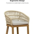 thumbnail image 4 of PURPLE LEAF 29" Bar Stools Set of 2, Modern Boho Aluminum Patio Bar Height Chair with Cushion and Back for Outdoor and Indoor, Teak, 4 of 8