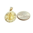 thumbnail image 3 of 14k yellow gold oval virgin Mary Guadalupe religious pendant diamond cut 3.8g, 3 of 12