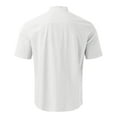 thumbnail image 3 of Caqnni Men's Linen Short Sleeve Casual Loose Fit Shirt - Classic Linen Shirt for Occasions (White,XL), 3 of 4