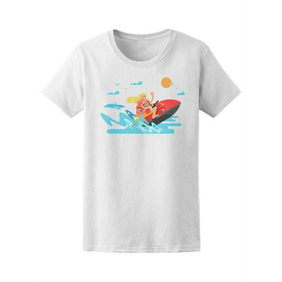 Couple On Hydrocycle T-Shirt Women -Image by Shutterstock, Female Medium