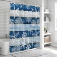 thumbnail image 6 of Navy Blue Coastal Beach Shower Curtain, Waterproof Shower Curtains for Bathroom, Nautical Starfish Coral Vintage Wooden Washable Fabric Bathtub Curtain Set Bath Decor with 12 Hooks Extra Long 72"x96", 6 of 8