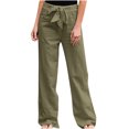 thumbnail image 3 of Wirdiell Women Casual Linen Pants Straight Leg Pants High Waisted Beach Pants Drawstring Relaxed Fit Sweatpants, 3 of 4