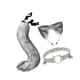 thumbnail image 5 of Conjunto de orejas y cola larga de animal para mujer, orejas de peluche, pinza para el pelo para graduación y Navidad. gris, 5 of 9