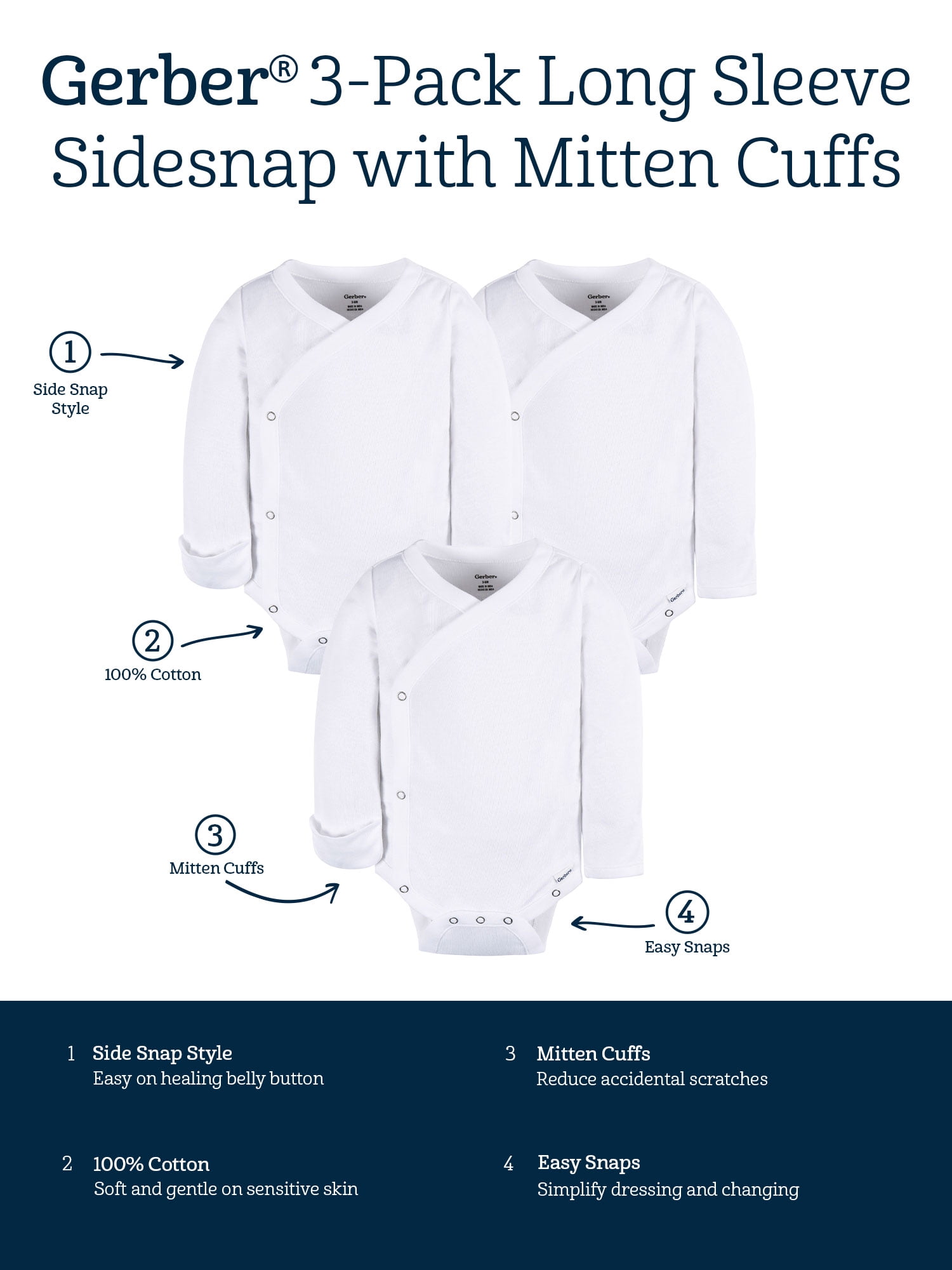 Gerber Baby Leggings Gerber Baby Girls' 2-Pack Side-Snap Shirts - Main Image