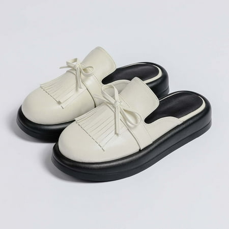 

Dpityserensio Women s Fashion Casual Slippers Comfortable Walking Shoe Thick Bottom Round-Toe Slippers White 5.5(36)